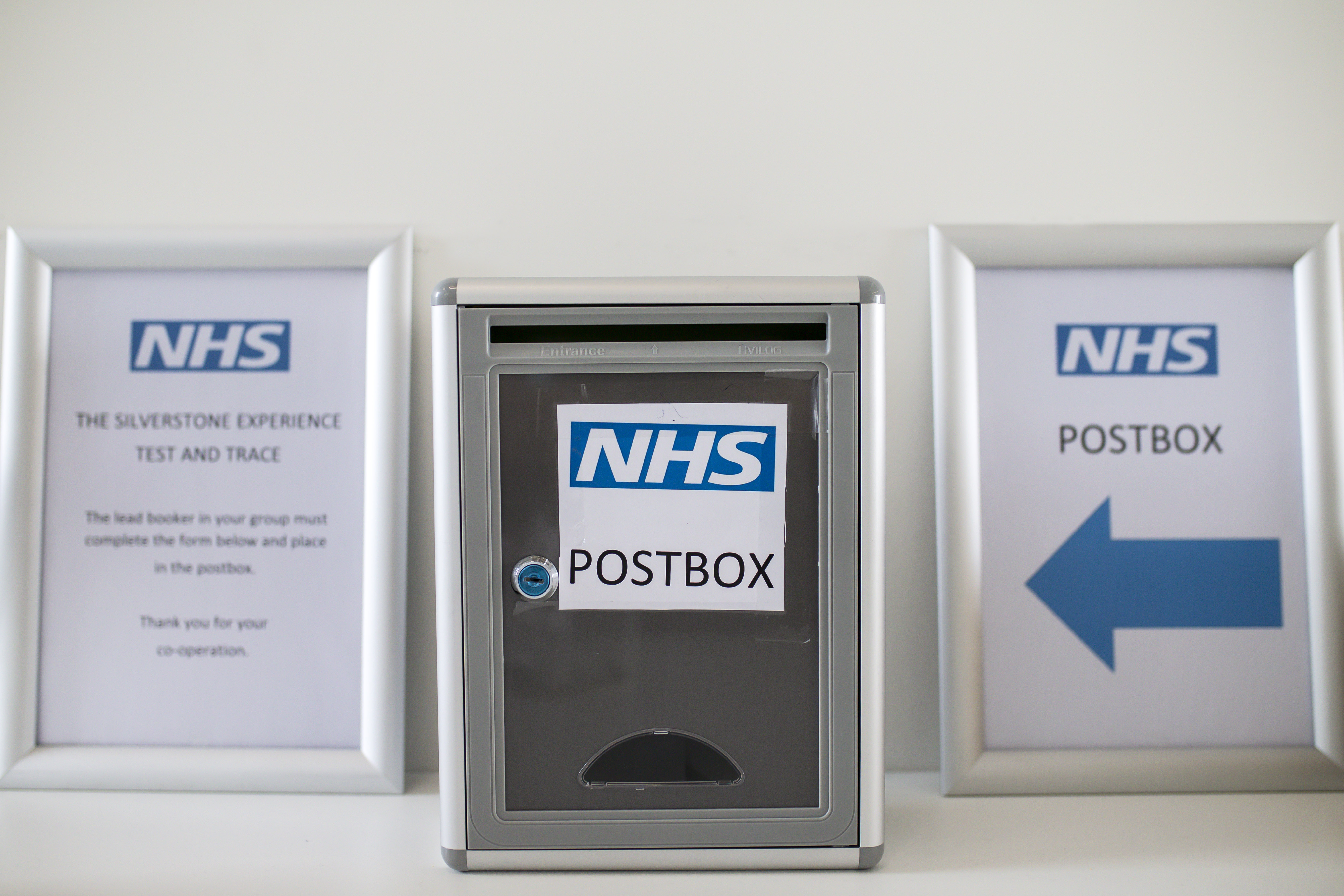 NHS Test and Trace Venue Signage in Silverstone Museum Foyer